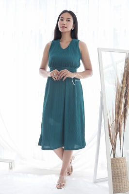 Kimmy Midi Dress Kutung Plisket - NADR 10 Hijau